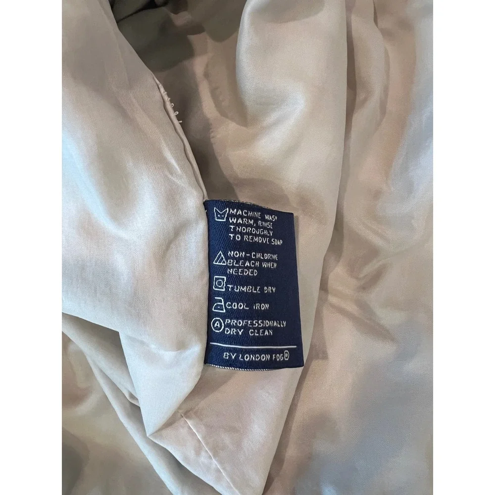 London Fog Limited Edition Jacket Beige Tan Navy Collar Mens Large Harrington